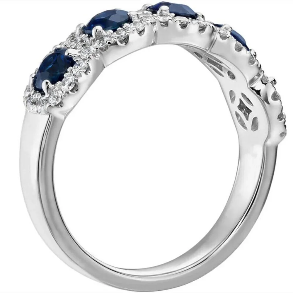 New Beautiful 925 Silver Blue Sapphire Band
